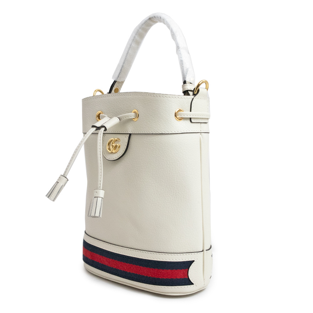Ophidia Small Bucket Calfskin  2Way Shoulder Handbag Crossbody Off-White - Picture 5 of 6